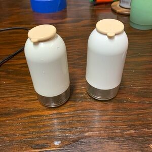 Tupperware Cream and Clear Salt and Pepper Shakers